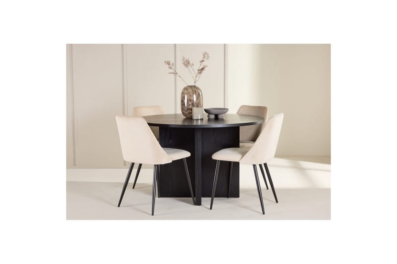 Matgrupp Strada Runt 120/170 cm Svart med Night Stolar 4 st - 4 st - Möbler - Matplats - Matgrupp & matbord med stolar