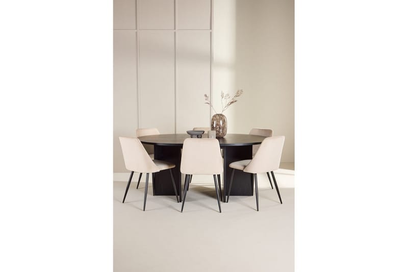 Matgrupp Strada Runt 120/170 cm Svart med Night Stolar 6 st - 6 st - Möbler - Matplats - Matgrupp & matbord med stolar
