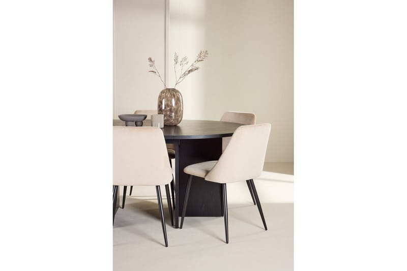 Matgrupp Strada Runt 120/170 cm Svart med Night Stolar 6 st - 6 st - Möbler - Matplats - Matgrupp & matbord med stolar