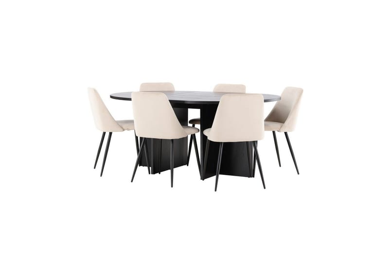 Matgrupp Strada Runt 120/170 cm Svart med Night Stolar 6 st - 6 st - Möbler - Matplats - Matgrupp & matbord med stolar