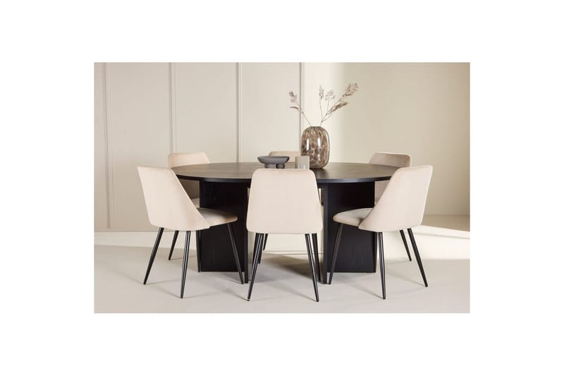 Matgrupp Strada Runt 120/170 cm Svart med Night Stolar 6 st - 6 st - Möbler - Matplats - Matgrupp & matbord med stolar