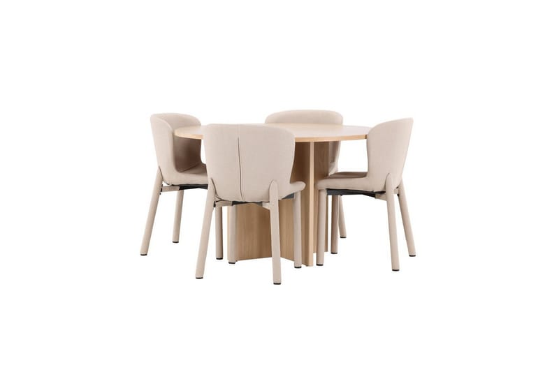 Matgrupp Strada Runt 120/170 cm Vit med Astoria Stolar 4 st, Beige - 4 st, Beige - Möbler - Matplats - Matgrupp & matbord med stolar