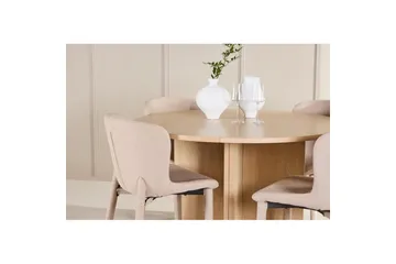 Matgrupp Strada Runt 120/170 cm Vit med Astoria Stolar 4 st, Beige - 4 st, Beige - Möbler - Matplats - Matgrupp & matbord med stolar