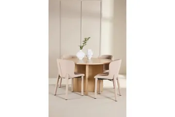 Matgrupp Strada Runt 120/170 cm Vit med Astoria Stolar 4 st, Beige - 4 st, Beige - Möbler - Matplats - Matgrupp & matbord med stolar