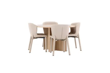 Matgrupp Strada Runt 120/170 cm Vit med Astoria Stolar 4 st, Beige - 4 st, Beige - Möbler - Matplats - Matgrupp & matbord med stolar