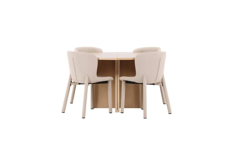 Matgrupp Strada Runt 120/170 cm Vit med Astoria Stolar 4 st, Beige, 4 st, Beige