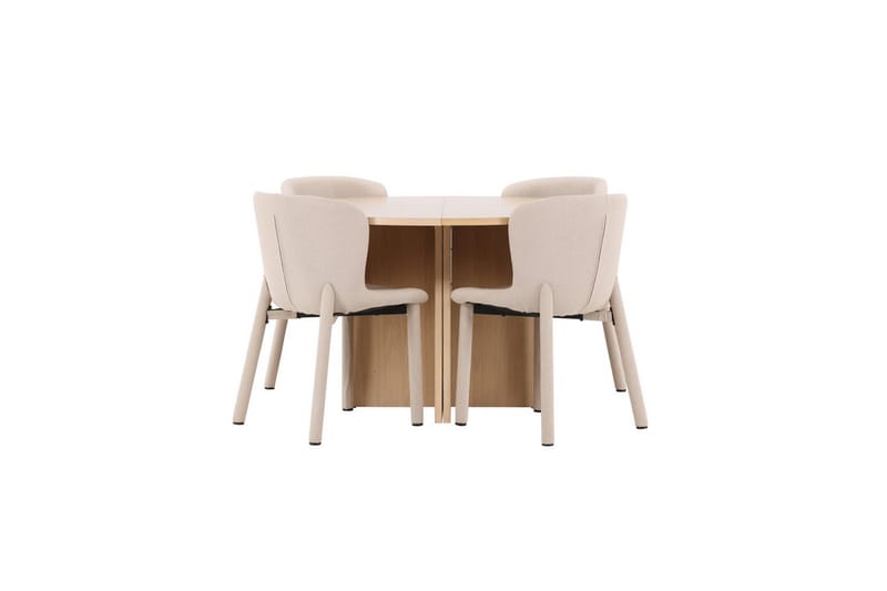 Matgrupp Strada Runt 120/170 cm Vit med Astoria Stolar 4 st, Beige - 4 st, Beige - Möbler - Matplats - Matgrupp & matbord med stolar