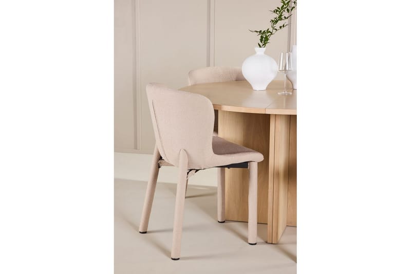 Matgrupp Strada Runt 120/170 cm Vit med Astoria Stolar 4 st, Beige - 4 st, Beige - Möbler - Matplats - Matgrupp & matbord med stolar