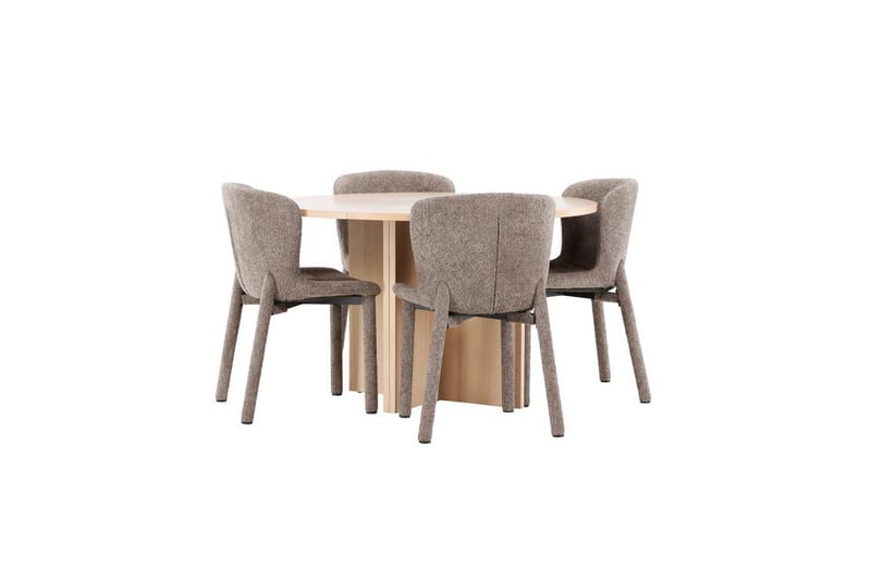 Matgrupp Strada Runt 120/170 cm Vit med Astoria Stolar 4 st, Brun - 4 st, Brun - Möbler - Matplats - Matgrupp & matbord med stolar