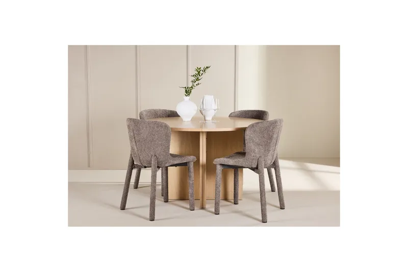 Matgrupp Strada Runt 120/170 cm Vit med Astoria Stolar 4 st, Brun - 4 st, Brun - Möbler - Matplats - Matgrupp & matbord med stolar