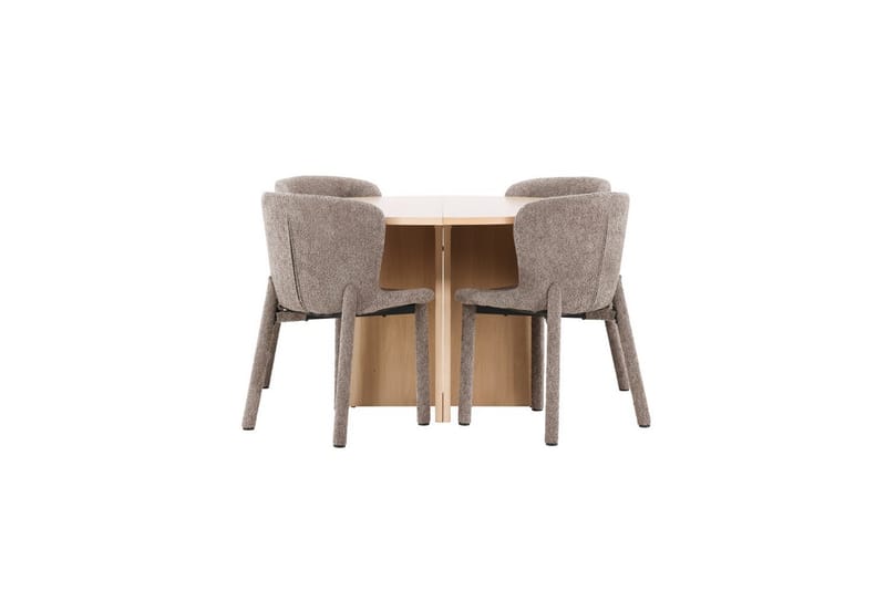 Matgrupp Strada Runt 120/170 cm Vit med Astoria Stolar 4 st, Brun - 4 st, Brun - Möbler - Matplats - Matgrupp & matbord med stolar