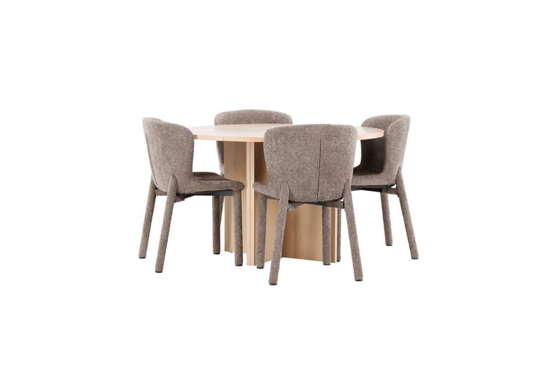 Matgrupp Strada Runt 120/170 cm Vit med Astoria Stolar 4 st, Brun - 4 st, Brun - Möbler - Matplats - Matgrupp & matbord med stolar
