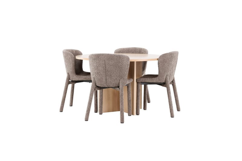 Matgrupp Strada Runt 120/170 cm Vit med Astoria Stolar 4 st, Brun - 4 st, Brun - Möbler - Matplats - Matgrupp & matbord med stolar