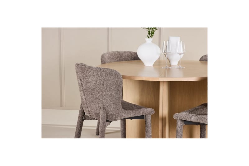 Matgrupp Strada Runt 120/170 cm Vit med Astoria Stolar 4 st, Brun - 4 st, Brun - Möbler - Matplats - Matgrupp & matbord med stolar