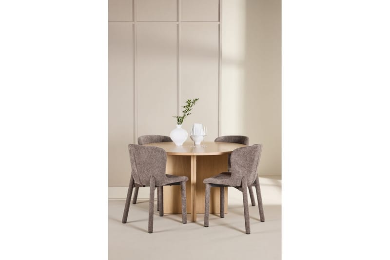 Matgrupp Strada Runt 120/170 cm Vit med Astoria Stolar 4 st, Brun - 4 st, Brun - Möbler - Matplats - Matgrupp & matbord med stolar