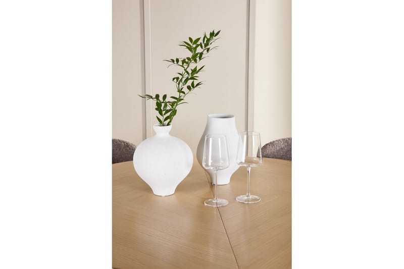 Matgrupp Strada Runt 120/170 cm Vit med Astoria Stolar 4 st, Brun - 4 st, Brun - Möbler - Matplats - Matgrupp & matbord med stolar
