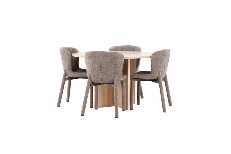 Matgrupp Strada Runt 120/170 cm Vit med Astoria Stolar 4 st, Brun - 4 st, Brun - Möbler - Matplats - Matgrupp & matbord med stolar