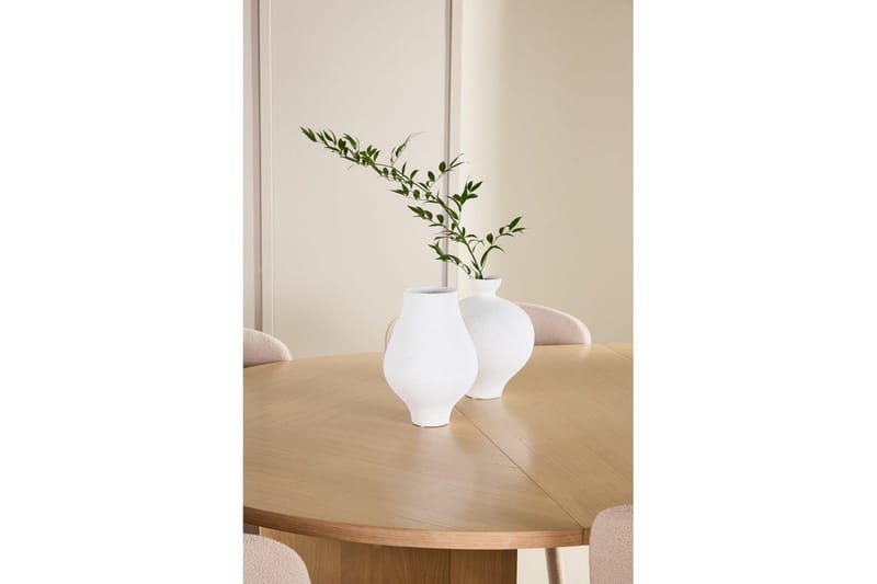 Matgrupp Strada Runt 120/170 cm Vit med Astoria Stolar 6 st, Beige - 6 st, Beige - Möbler - Matplats - Matgrupp & matbord med stolar