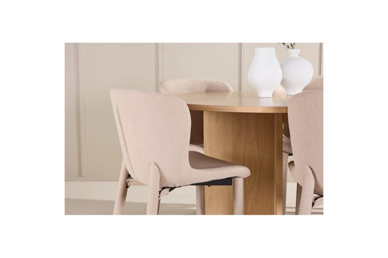 Matgrupp Strada Runt 120/170 cm Vit med Astoria Stolar 6 st, Beige - 6 st, Beige - Möbler - Matplats - Matgrupp & matbord med stolar