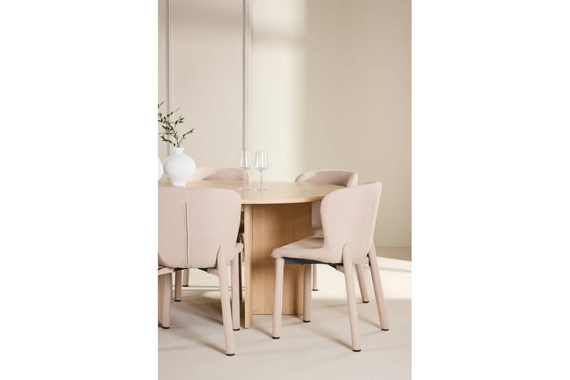 Matgrupp Strada Runt 120/170 cm Vit med Astoria Stolar 6 st, Beige - 6 st, Beige - Möbler - Matplats - Matgrupp & matbord med stolar