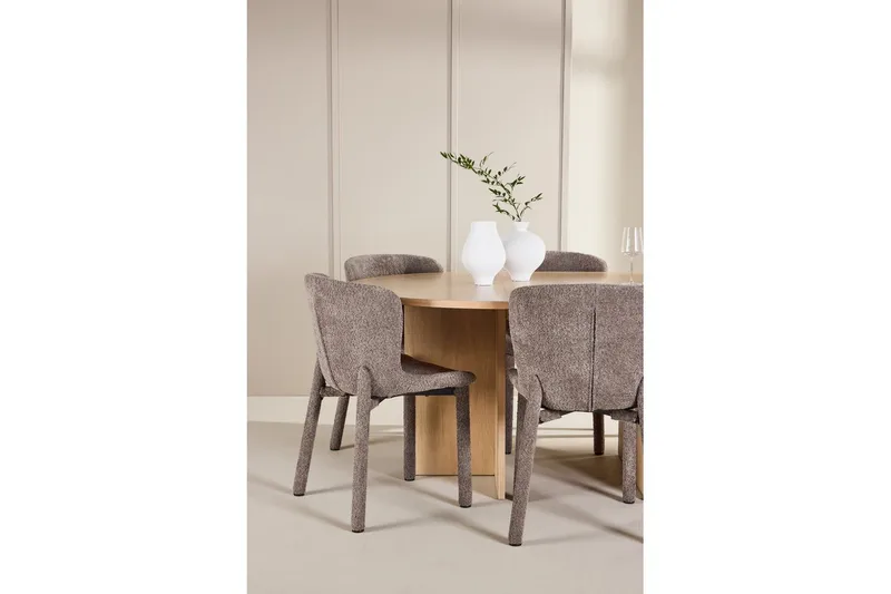 Matgrupp Strada Runt 120/170 cm Vit med Astoria Stolar 6 st, Brun - 6 st, Brun - Möbler - Matplats - Matgrupp & matbord med stolar