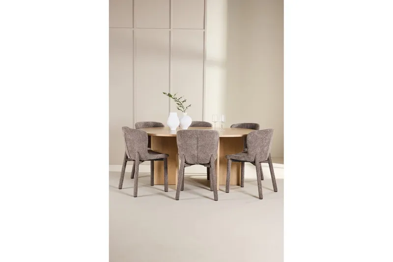 Matgrupp Strada Runt 120/170 cm Vit med Astoria Stolar 6 st, Brun - 6 st, Brun - Möbler - Matplats - Matgrupp & matbord med stolar