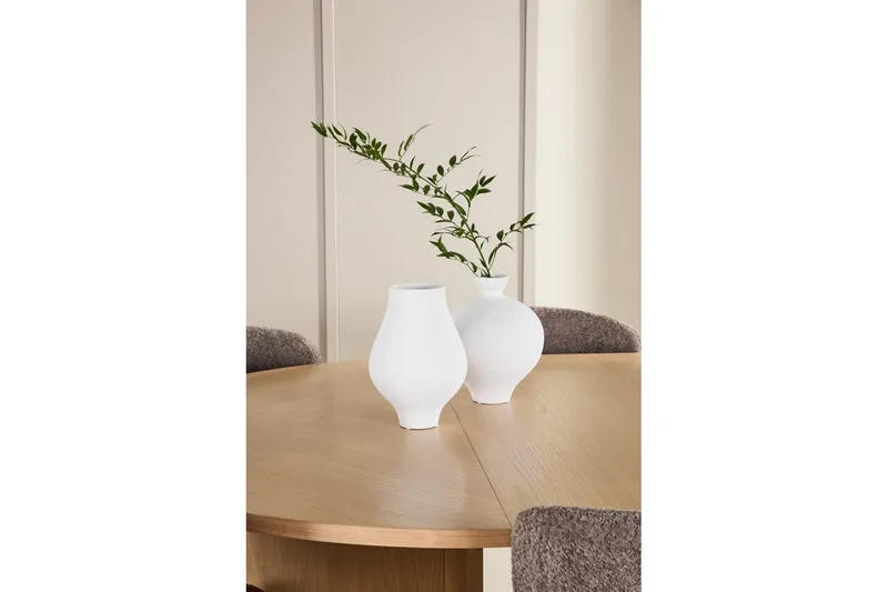 Matgrupp Strada Runt 120/170 cm Vit med Astoria Stolar 6 st, Brun - 6 st, Brun - Möbler - Matplats - Matgrupp & matbord med stolar