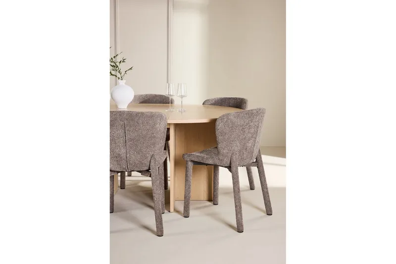 Matgrupp Strada Runt 120/170 cm Vit med Astoria Stolar 6 st, Brun - 6 st, Brun - Möbler - Matplats - Matgrupp & matbord med stolar