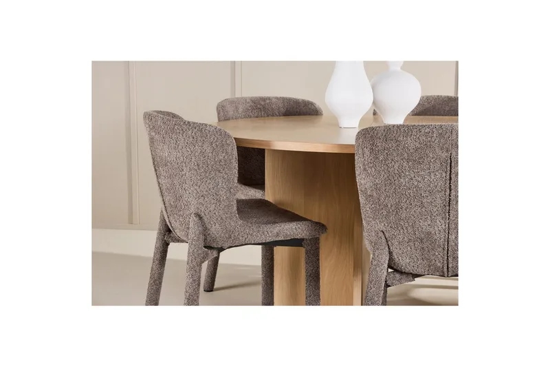 Matgrupp Strada Runt 120/170 cm Vit med Astoria Stolar 6 st, Brun - 6 st, Brun - Möbler - Matplats - Matgrupp & matbord med stolar