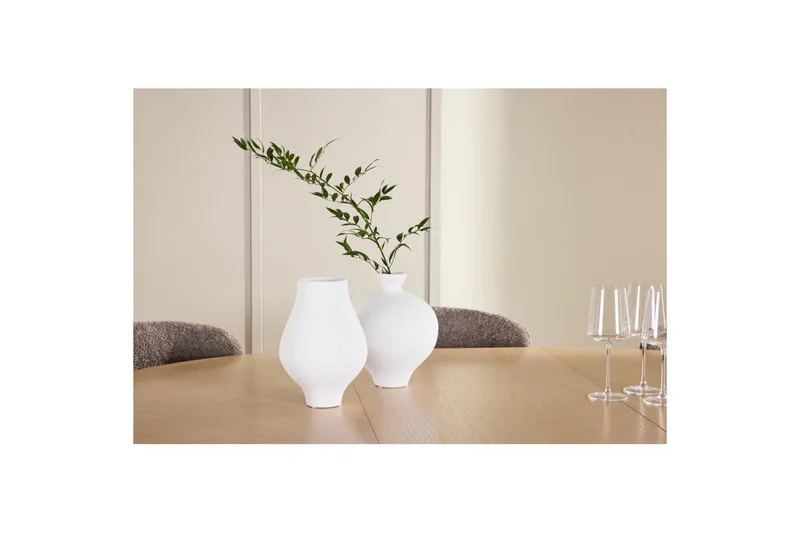 Matgrupp Strada Runt 120/170 cm Vit med Astoria Stolar 6 st, Brun - 6 st, Brun - Möbler - Matplats - Matgrupp & matbord med stolar