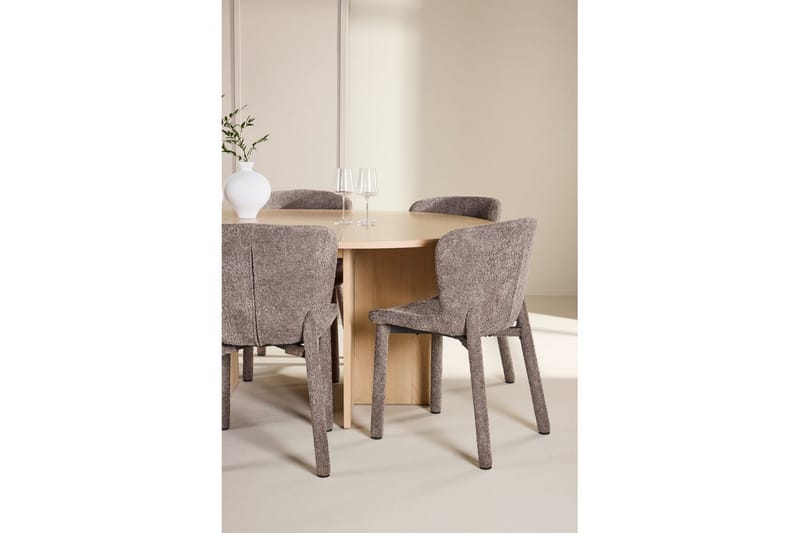 Matgrupp Strada Runt 120/170 cm Vit med Astoria Stolar 6 st, Brun - 6 st, Brun - Möbler - Matplats - Matgrupp & matbord med stolar