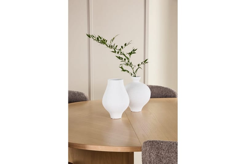 Matgrupp Strada Runt 120/170 cm Vit med Astoria Stolar 6 st, Brun - 6 st, Brun - Möbler - Matplats - Matgrupp & matbord med stolar
