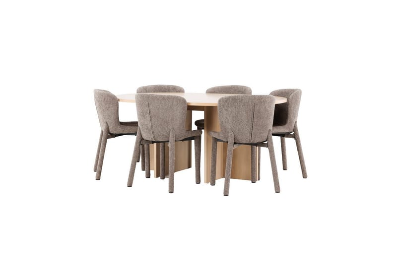 Matgrupp Strada Runt 120/170 cm Vit med Astoria Stolar 6 st, Brun - 6 st, Brun - Möbler - Matplats - Matgrupp & matbord med stolar