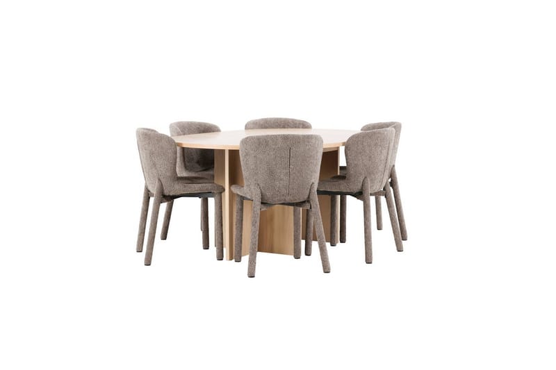 Matgrupp Strada Runt 120/170 cm Vit med Astoria Stolar 6 st, Brun - 6 st, Brun - Möbler - Matplats - Matgrupp & matbord med stolar