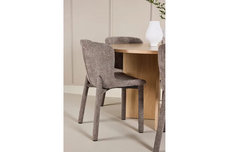 Matgrupp Strada Runt 120/170 cm Vit med Astoria Stolar 6 st, Brun - 6 st, Brun - Möbler - Matplats - Matgrupp & matbord med stolar