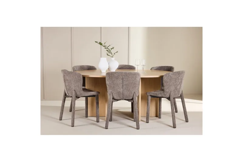 Matgrupp Strada Runt 120/170 cm Vit med Astoria Stolar 6 st, Brun - 6 st, Brun - Möbler - Matplats - Matgrupp & matbord med stolar