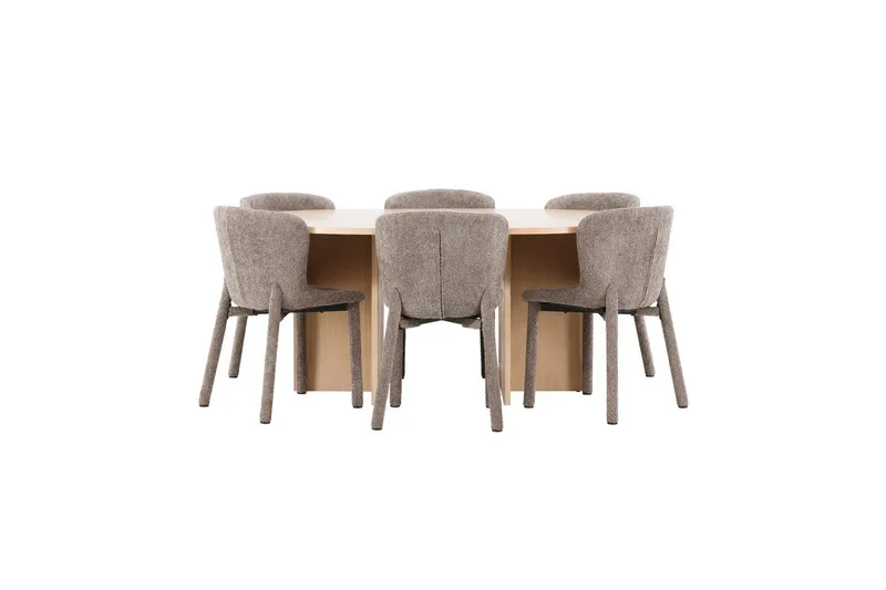 Matgrupp Strada Runt 120/170 cm Vit med Astoria Stolar 6 st, Brun, 6 st, Brun