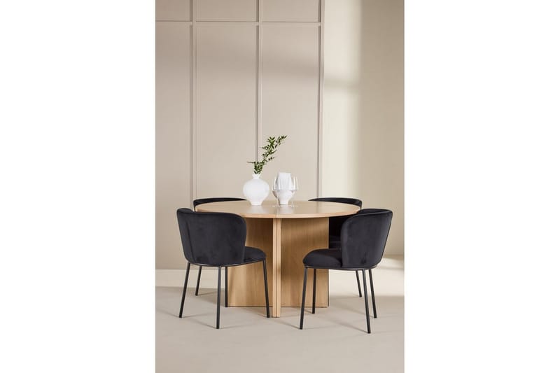 Matgrupp Strada Runt 120/170 cm Vit med Edina Stolar 4 st, Svart - 4 st, Svart - Möbler - Matplats - Matgrupp & matbord med stolar