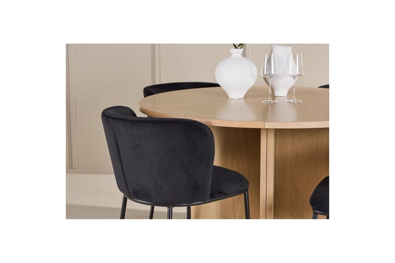 Matgrupp Strada Runt 120/170 cm Vit med Edina Stolar 4 st, Svart - 4 st, Svart - Möbler - Matplats - Matgrupp & matbord med stolar
