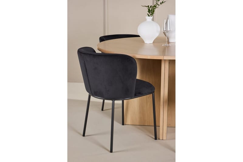 Matgrupp Strada Runt 120/170 cm Vit med Edina Stolar 4 st, Svart - 4 st, Svart - Möbler - Matplats - Matgrupp & matbord med stolar