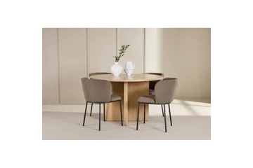 Matgrupp Strada Runt 120/170 cm Vit med Edina Stolar 4 st, Svart / Brun - 4 st, Svart / Brun - Möbler - Matplats - Matgrupp & matbord med stolar