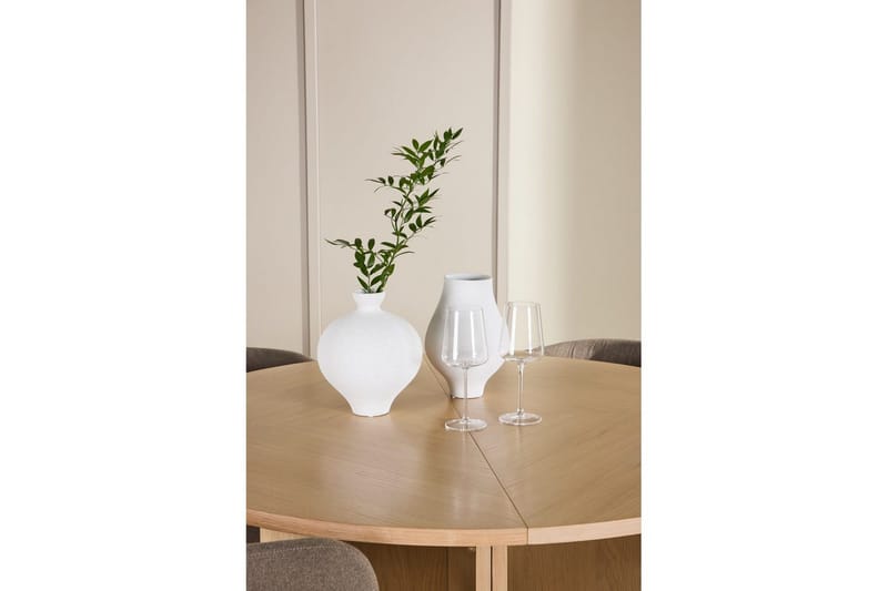 Matgrupp Strada Runt 120/170 cm Vit med Edina Stolar 4 st, Svart / Brun - 4 st, Svart / Brun - Möbler - Matplats - Matgrupp & matbord med stolar