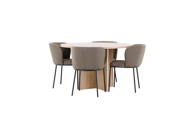 Matgrupp Strada Runt 120/170 cm Vit med Edina Stolar 4 st, Svart / Brun - 4 st, Svart / Brun - Möbler - Matplats - Matgrupp & matbord med stolar