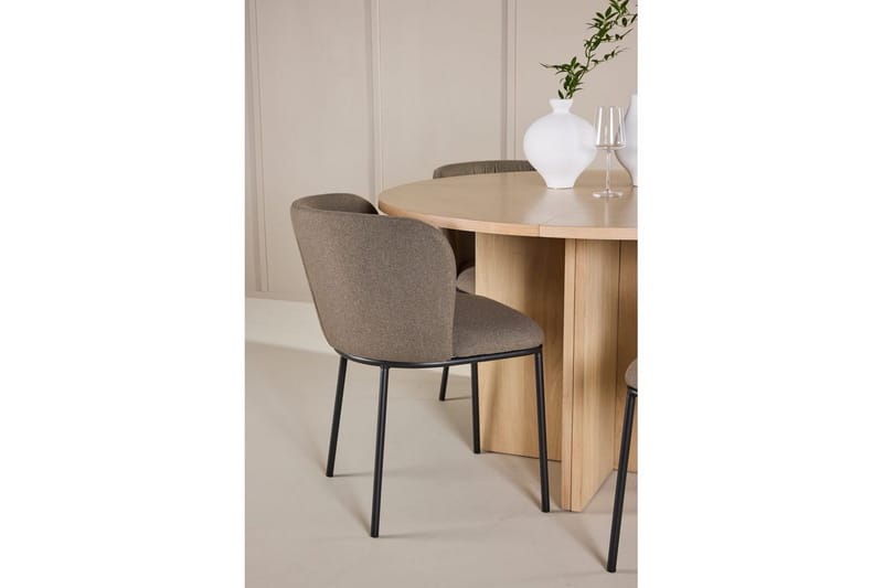 Matgrupp Strada Runt 120/170 cm Vit med Edina Stolar 4 st, Svart / Brun - 4 st, Svart / Brun - Möbler - Matplats - Matgrupp & matbord med stolar