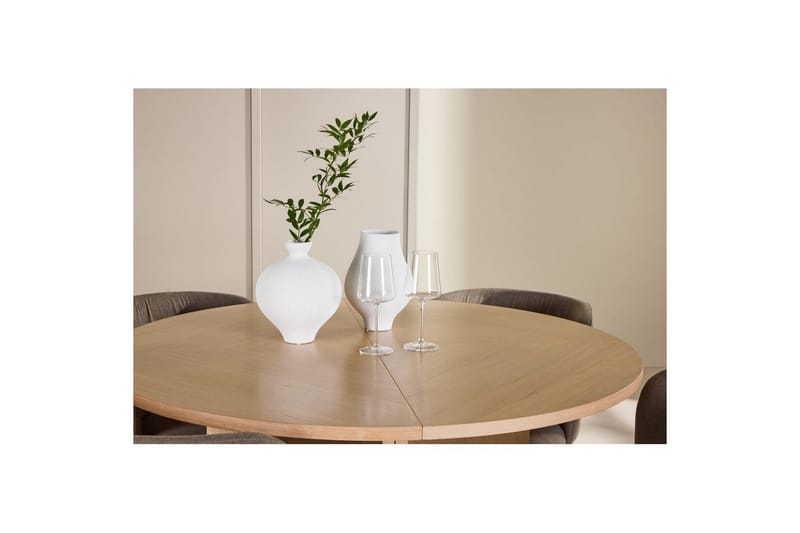 Matgrupp Strada Runt 120/170 cm Vit med Edina Stolar 4 st, Svart / Brun - 4 st, Svart / Brun - Möbler - Matplats - Matgrupp & matbord med stolar