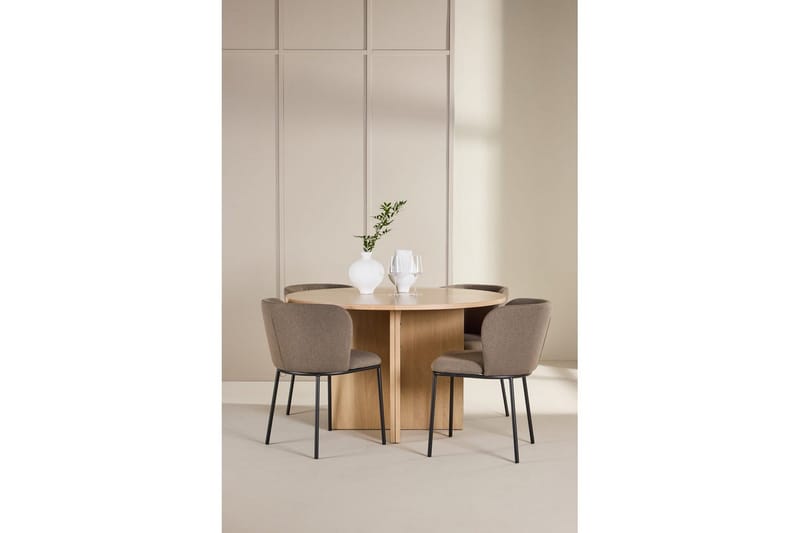 Matgrupp Strada Runt 120/170 cm Vit med Edina Stolar 4 st, Svart / Brun - 4 st, Svart / Brun - Möbler - Matplats - Matgrupp & matbord med stolar