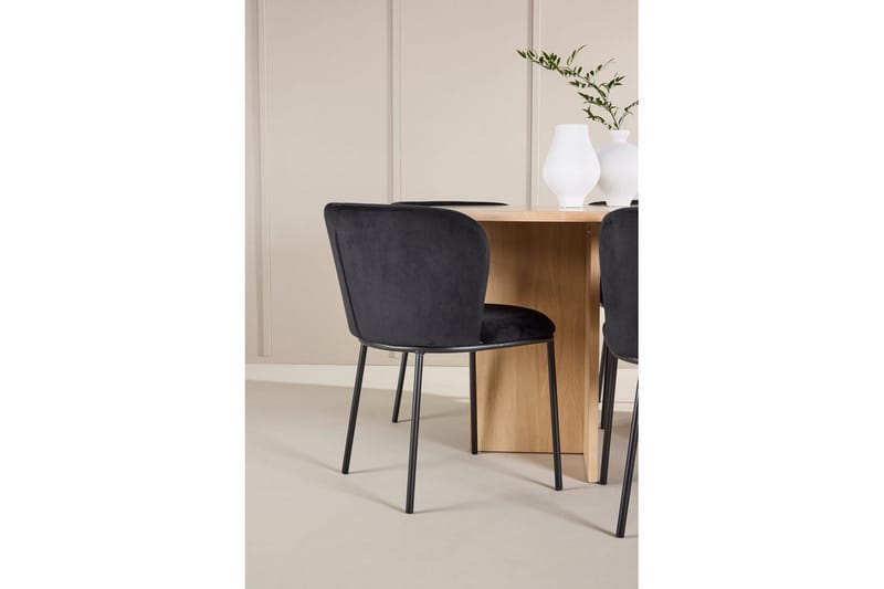 Matgrupp Strada Runt 120/170 cm Vit med Edina Stolar 6 st, Svart - 6 st, Svart - Möbler - Matplats - Matgrupp & matbord med stolar