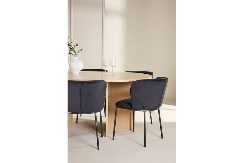 Matgrupp Strada Runt 120/170 cm Vit med Edina Stolar 6 st, Svart - 6 st, Svart - Möbler - Matplats - Matgrupp & matbord med stolar