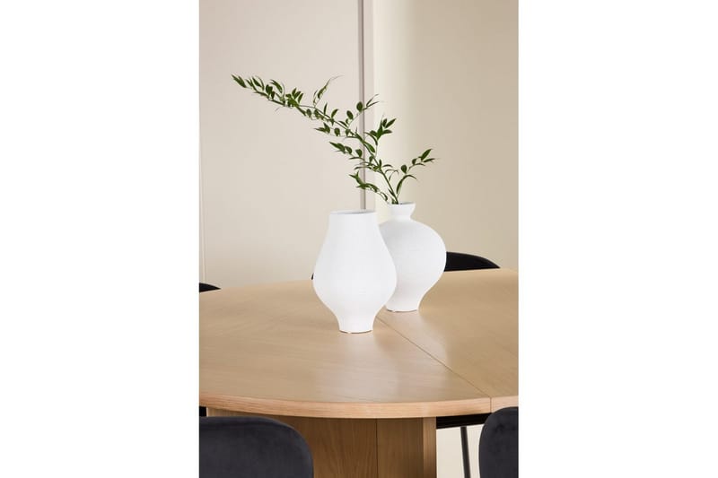 Matgrupp Strada Runt 120/170 cm Vit med Edina Stolar 6 st, Svart - 6 st, Svart - Möbler - Matplats - Matgrupp & matbord med stolar