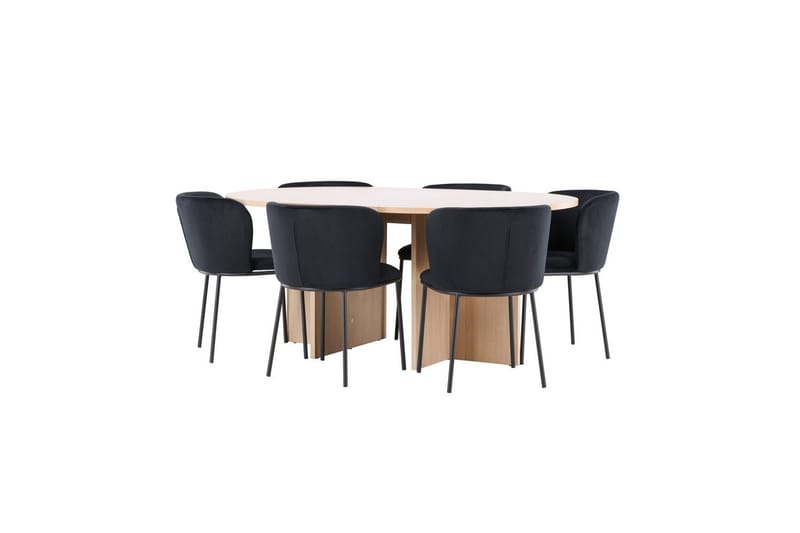 Matgrupp Strada Runt 120/170 cm Vit med Edina Stolar 6 st, Svart - 6 st, Svart - Möbler - Matplats - Matgrupp & matbord med stolar